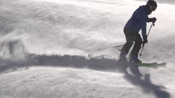 Skier Makes Turns in a Blizzard