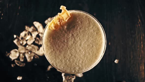 Milk Cocktail with Wafer. Top View