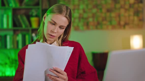 Pretty Blonde Young Woman Have Some Homework Form alt