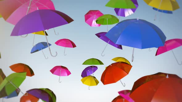 Falling Colorful Umbrella Background 4K