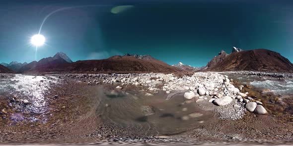 VR of Dingboche and Pheriche Village in Nepal, Basic Point of Everest Base Camp Track. EBC alt