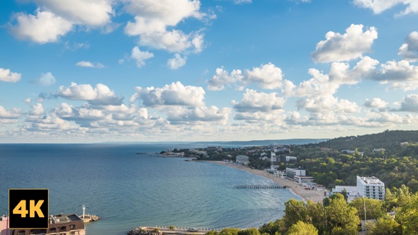 Cloudy Seaside Panorama Timelapse 4k alt