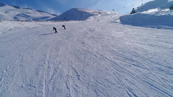 Snowboarding Slash In Powder Snow