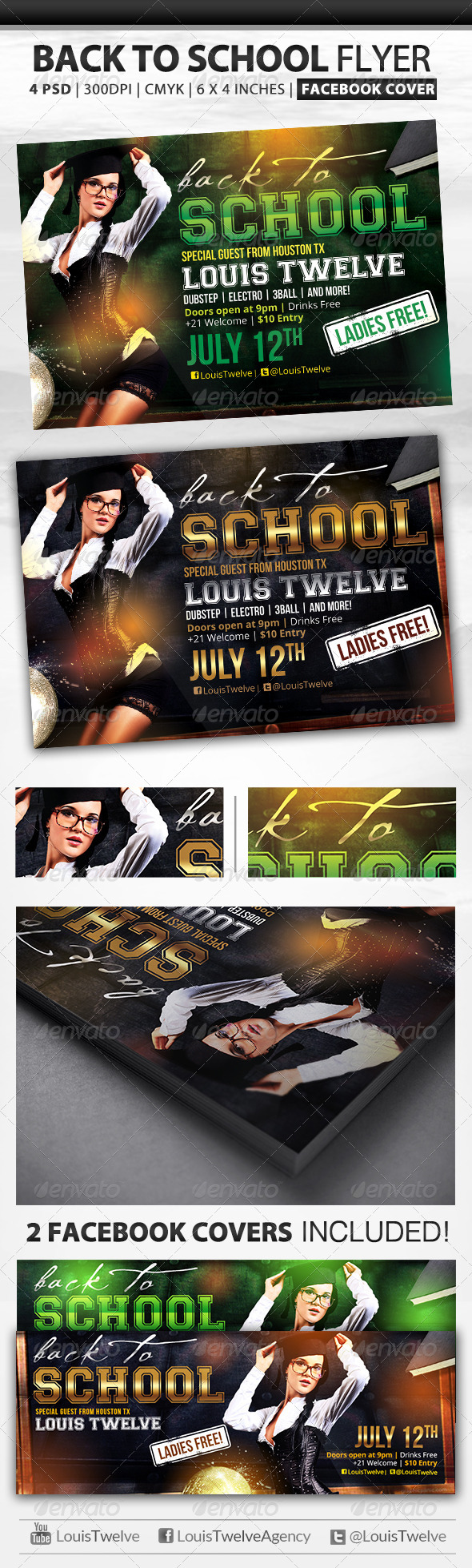 Back to School | Flyer + Fb Cover - Clubs & Parties Events