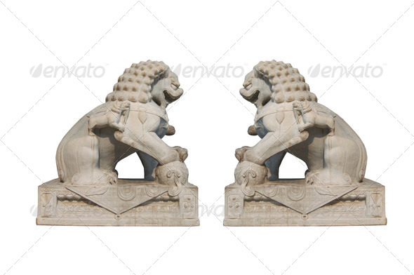 Stone lions - Stock Photo - Images
