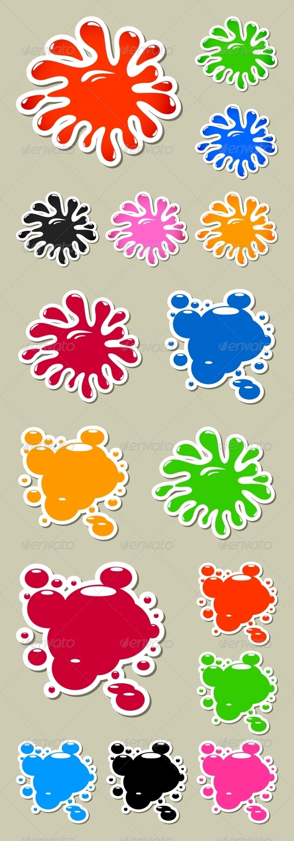 Set of Multicolored Blots - Objects Vectors