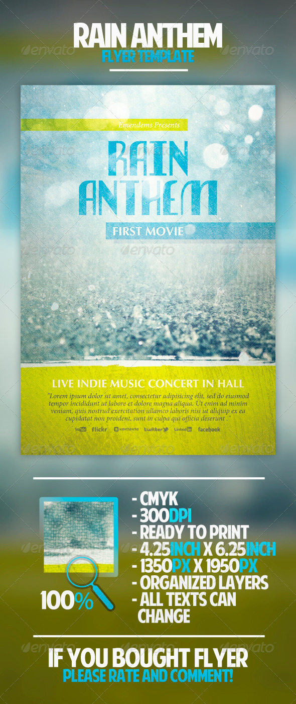 Rain Anthem Flyer Template - Miscellaneous Events