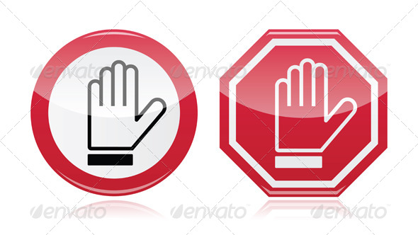 Stop Warning Road Sign with Hand - Abstract Conceptual