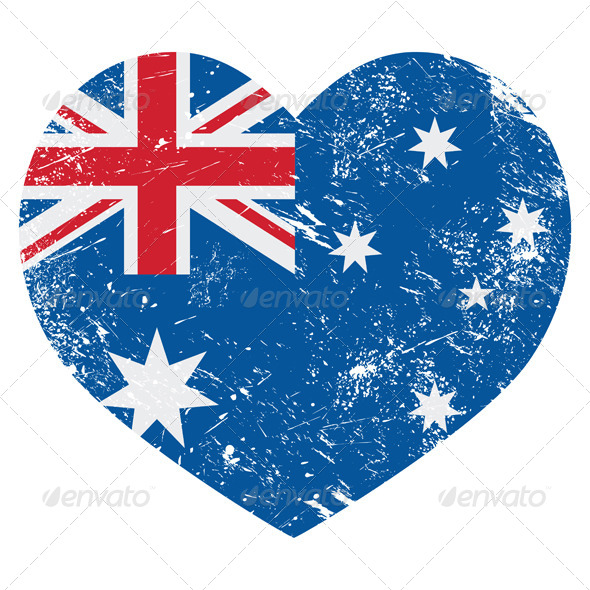 Australia Retro Heart Flag - Retro Technology
