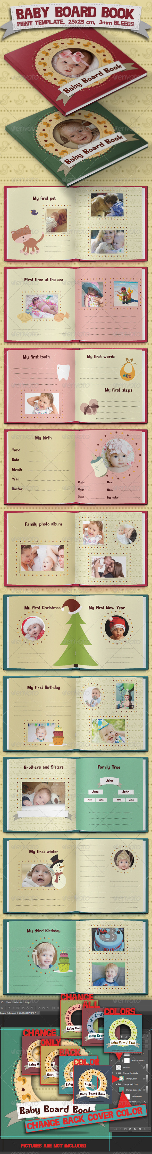 Baby Board Book - Photo Albums Print Templates