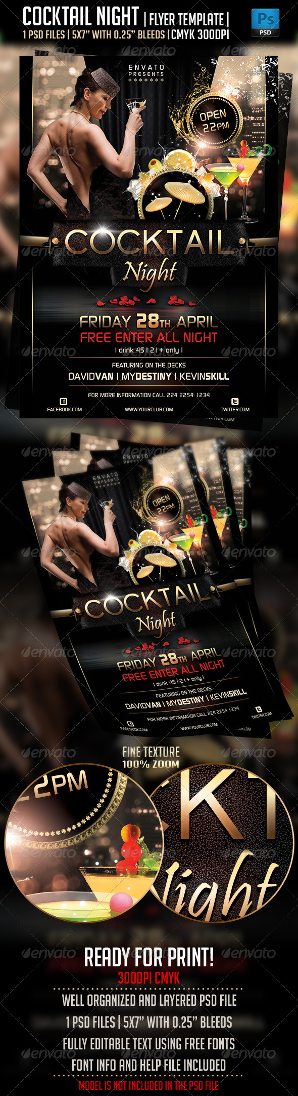 Cocktail Night Flyer Template - Clubs & Parties Events