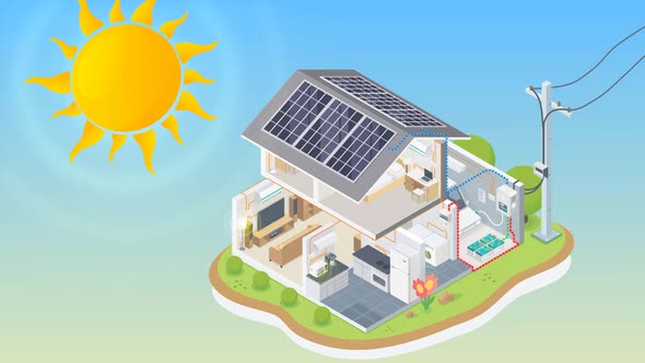 Solar Cell System in Home Concept  4K
