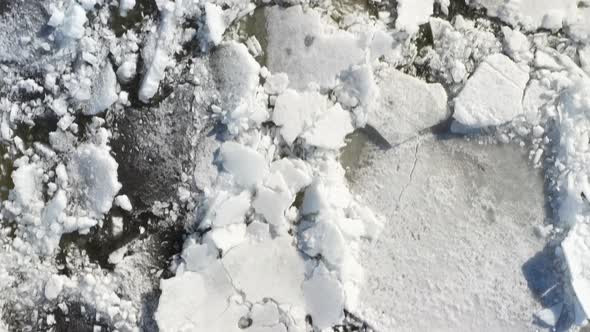 Frozen River in Aerial View alt