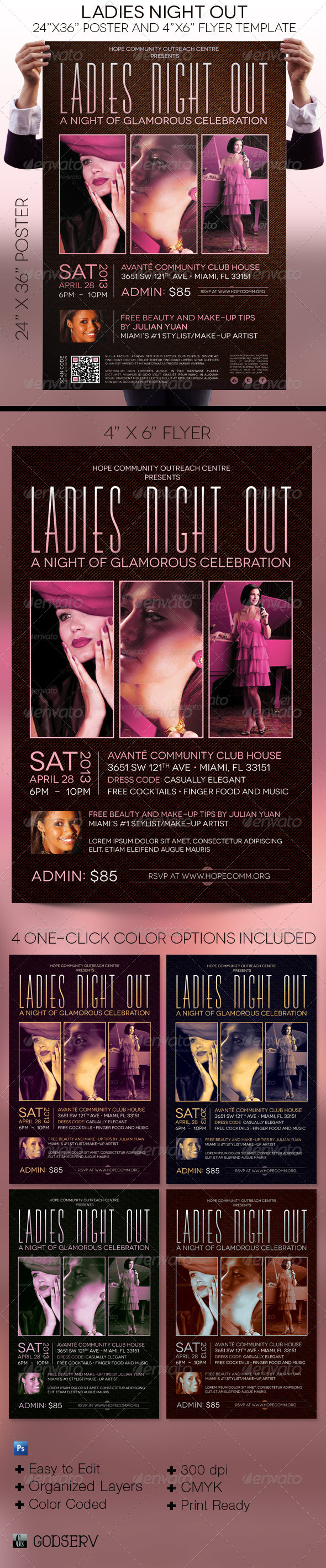 Ladies Night Out Poster Flyer Template - Events Flyers