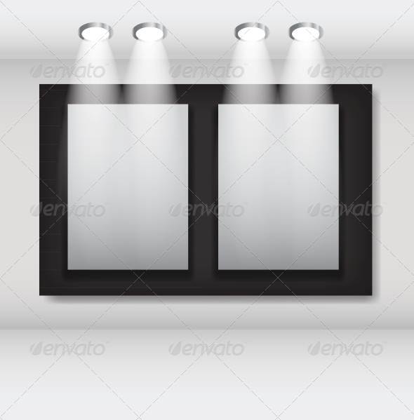 White Frames in Art Gallery Vector Illustration - Miscellaneous Vectors