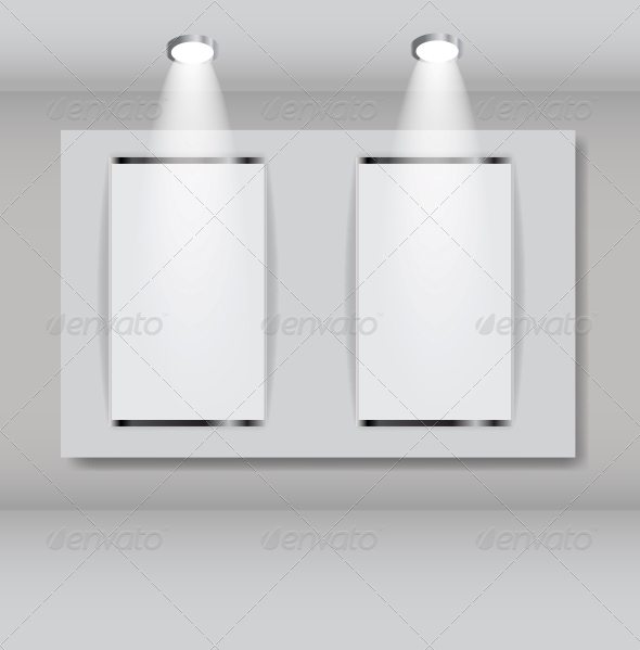 White Frames in Art Gallery Vector Illustration - Miscellaneous Vectors