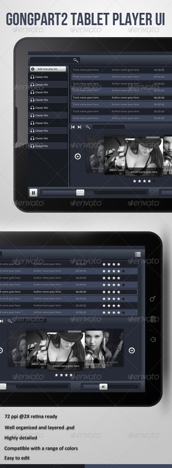 Gongpart 2 Tablet player Ui - User Interfaces Web Elements