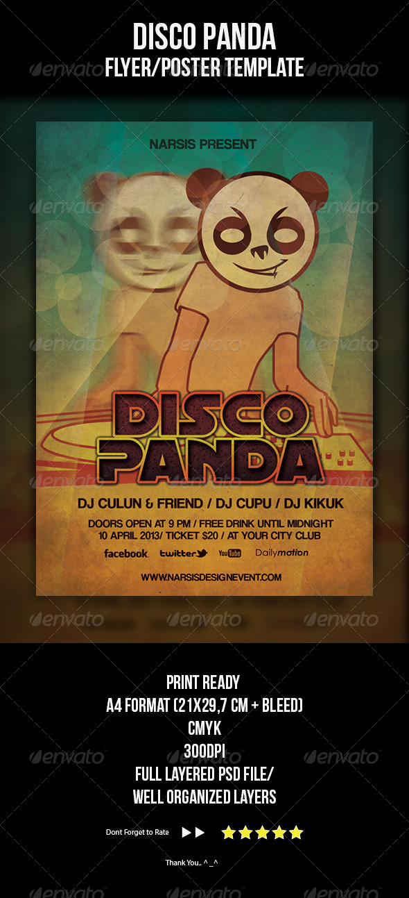 Disco Panda Flyer Template - Events Flyers