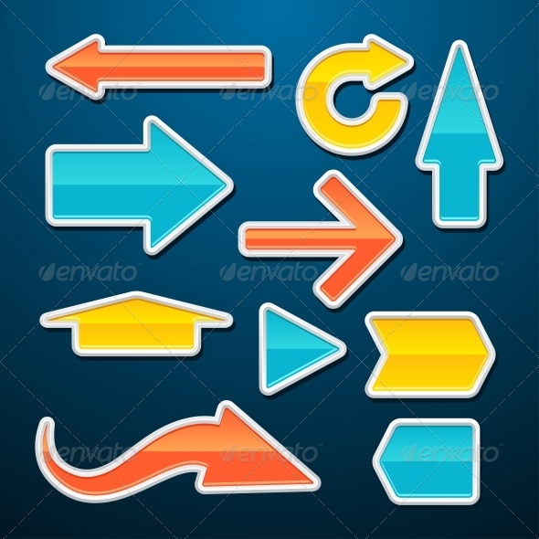 Set of Vector Glossy Arrows Stickers. - Retail Commercial / Shopping