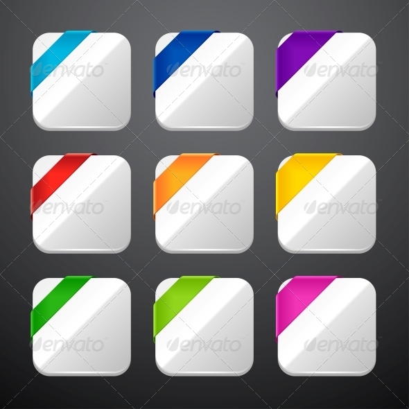Set of the App Icons with Ribbons. - Web Technology