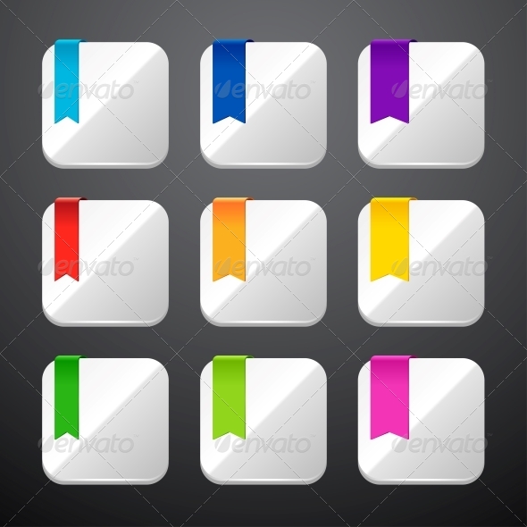Set of the App Icons with Ribbons. - Web Technology