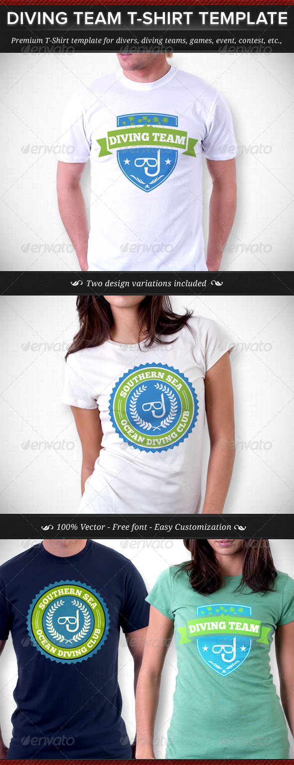 Diving Team T-Shirt Template - Sports & Teams T-Shirts