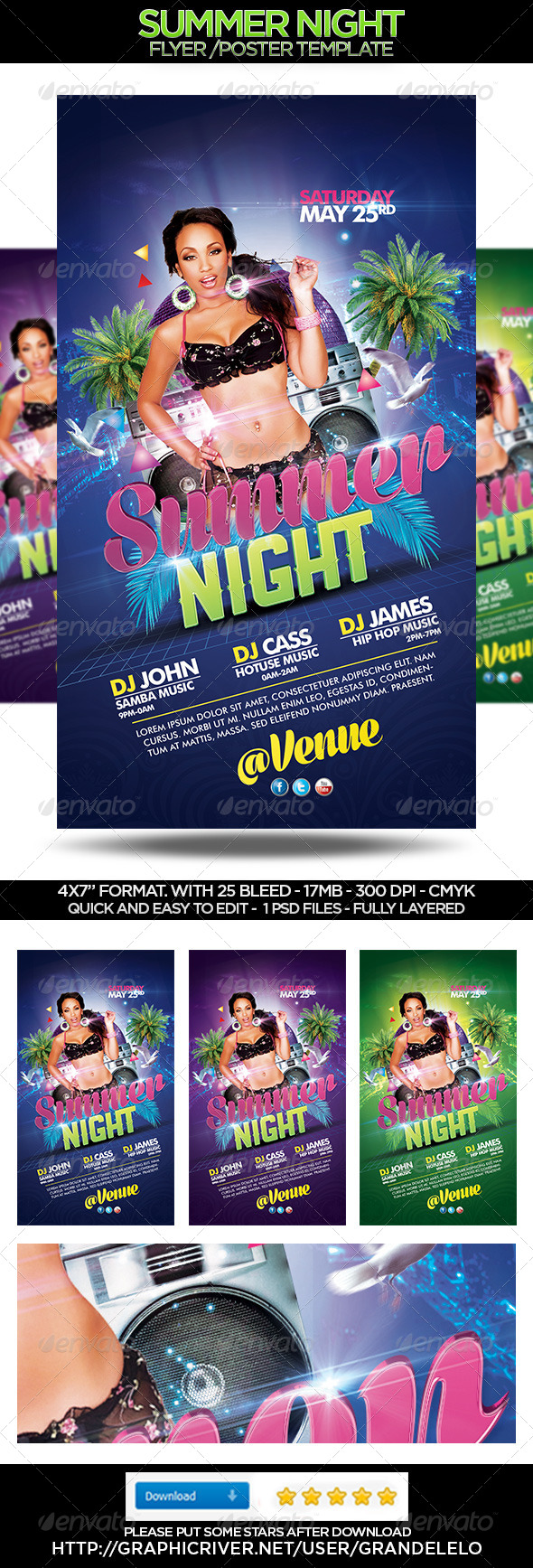 Summer Night Flyer Template - Clubs & Parties Events