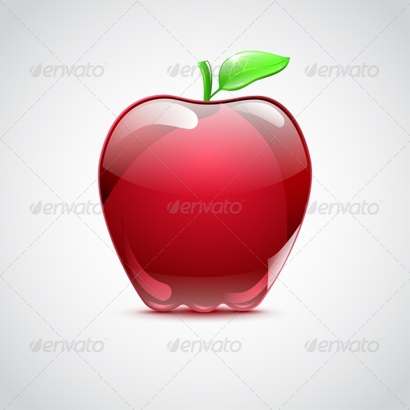 Big Red Apple From Glass - Food Objects