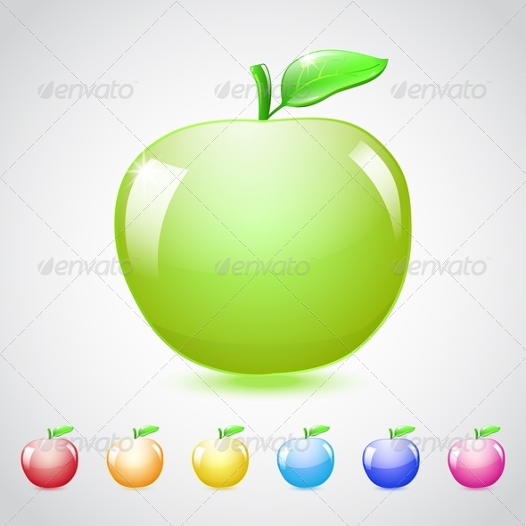 Set Of Glass Apples - Food Objects