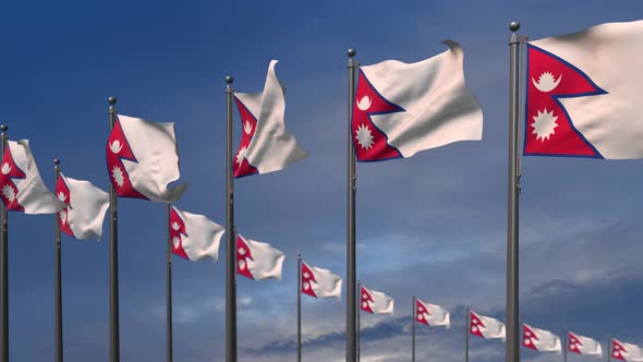 The Nepal Flags Waving In The Wind  4K alt