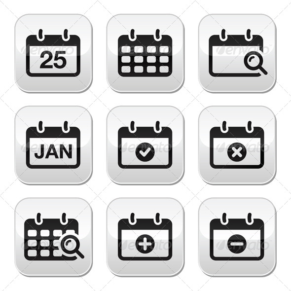 Calendar Date Vector Buttons Set - Concepts Business