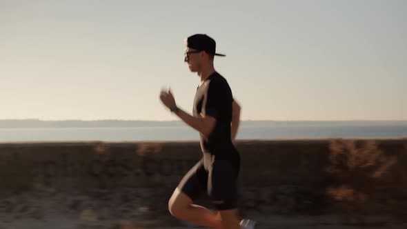 Runner Fitness Jog Cardio Workout Training Before Running Marathon.Triathlon Running Hard Exercising alt