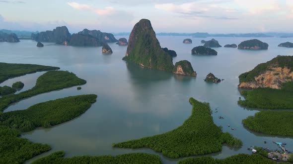 Limestone Rock Formation at Phang Nga Bay in Thailand Sametnangshe View Point Phangnga alt