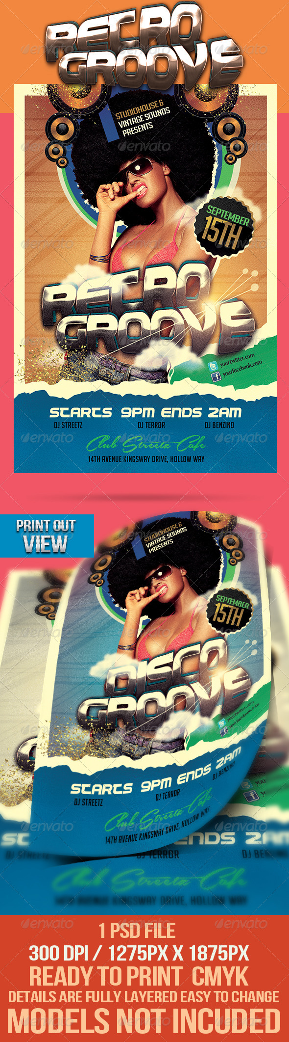 Retro Groove Party Flyer - Clubs & Parties Events