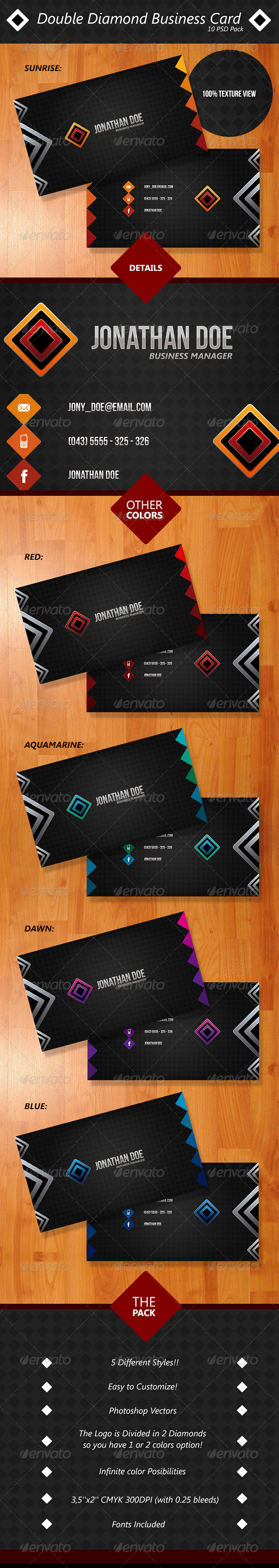 Double Diamond Business Card Pack - Creative Business Cards