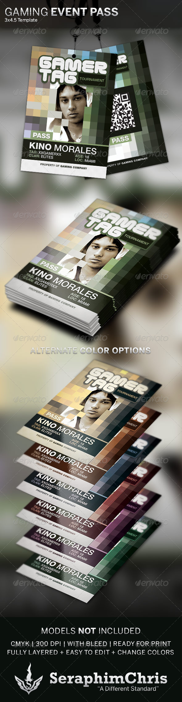 Gamer Tag: Event Pass Template - Miscellaneous Print Templates