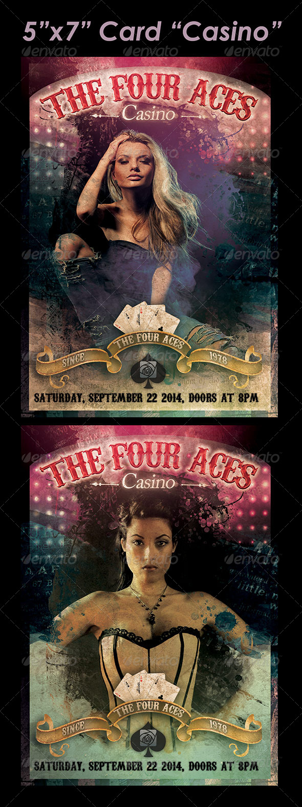 5"x7" Card "Casino" - Cards & Invites Print Templates
