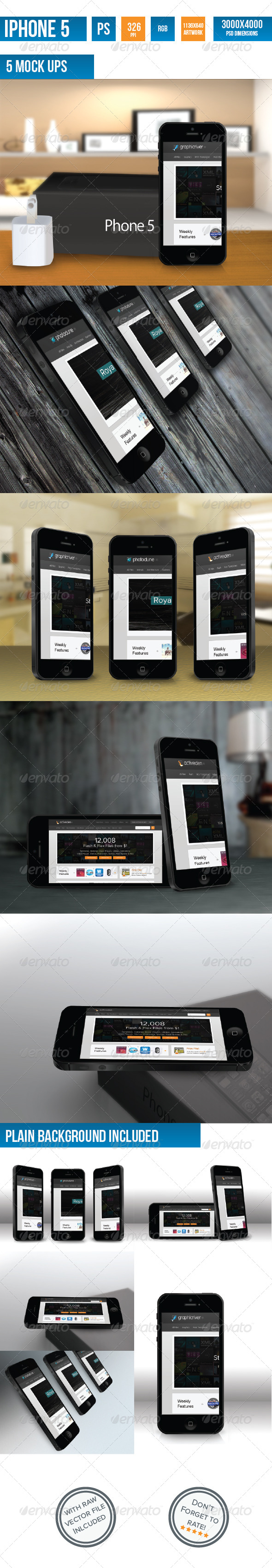 iPhone 5 Photorealistic Mock-UP - Mobile Displays