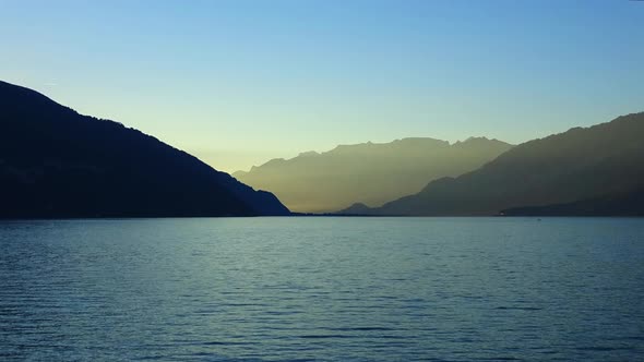 Timelapse of Lake Thun (thunersee) and Mountains of Swiss Alps in City Spiez