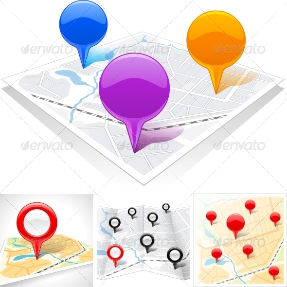 Abstract Map with Glossy Markers. - Web Technology