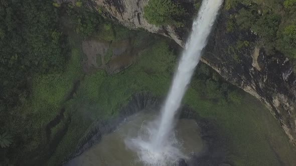 Beautiful waterfall aerial footage