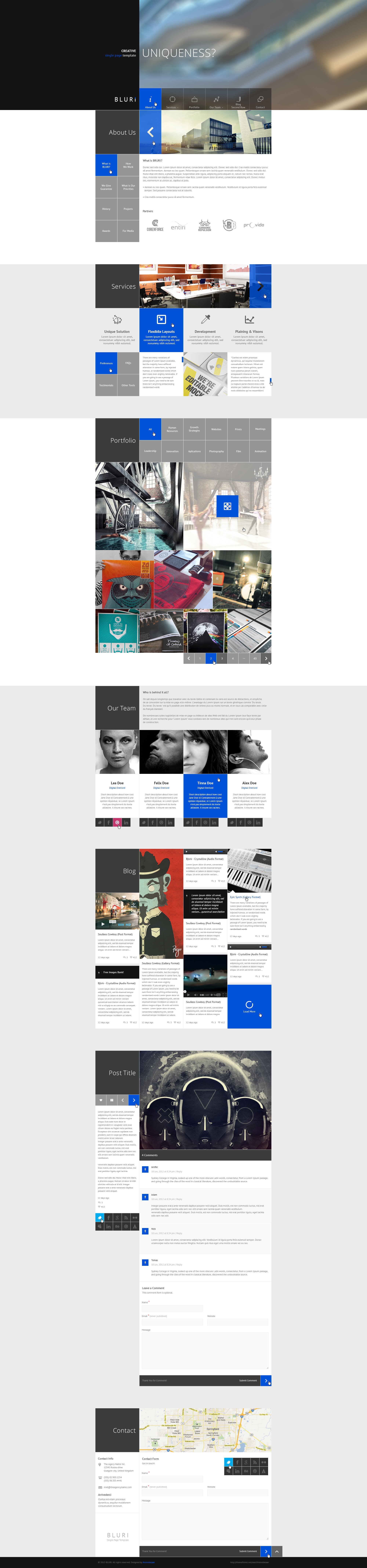 single page menu template