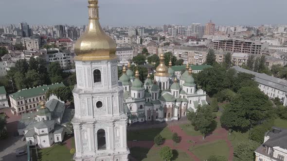 Kyiv. Ukraine: Saint Sophia's Cathedral in Kyiv. Aerial View, Flat, Gray alt