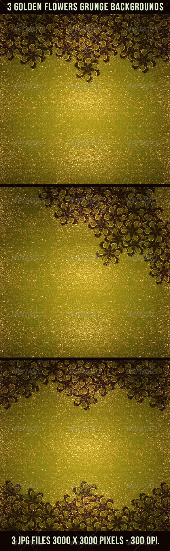 3 Golden Flowers Backgrounds - Backgrounds Decorative
