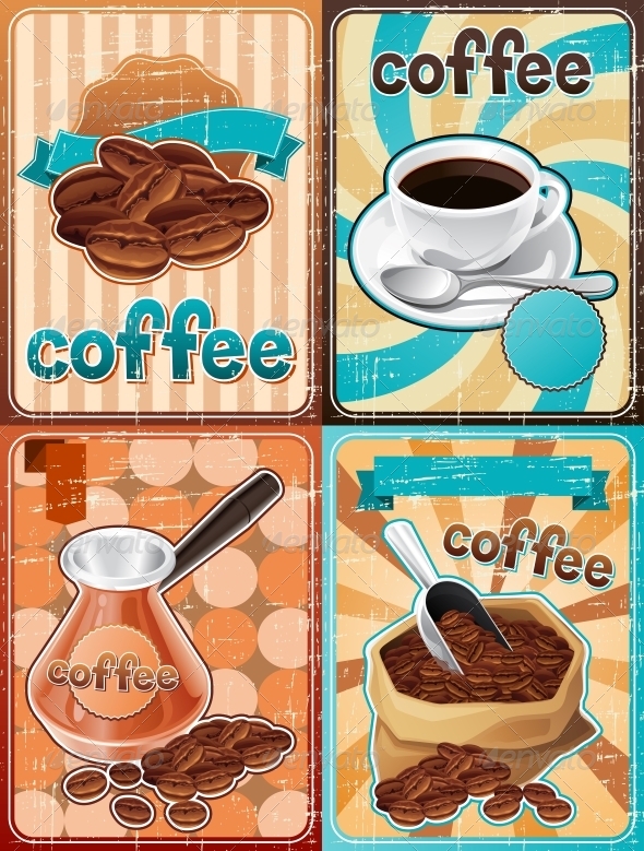 Retro Backgrounds with Coffee - Food Objects