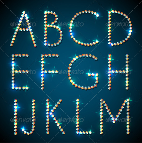 Shiny Diamond Alphabet Letters - Web Elements Vectors