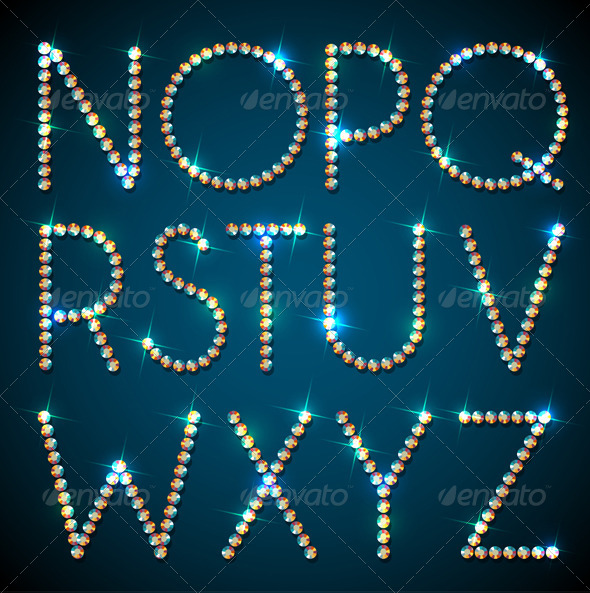 Shiny Diamond Alphabet Letters - Web Elements Vectors