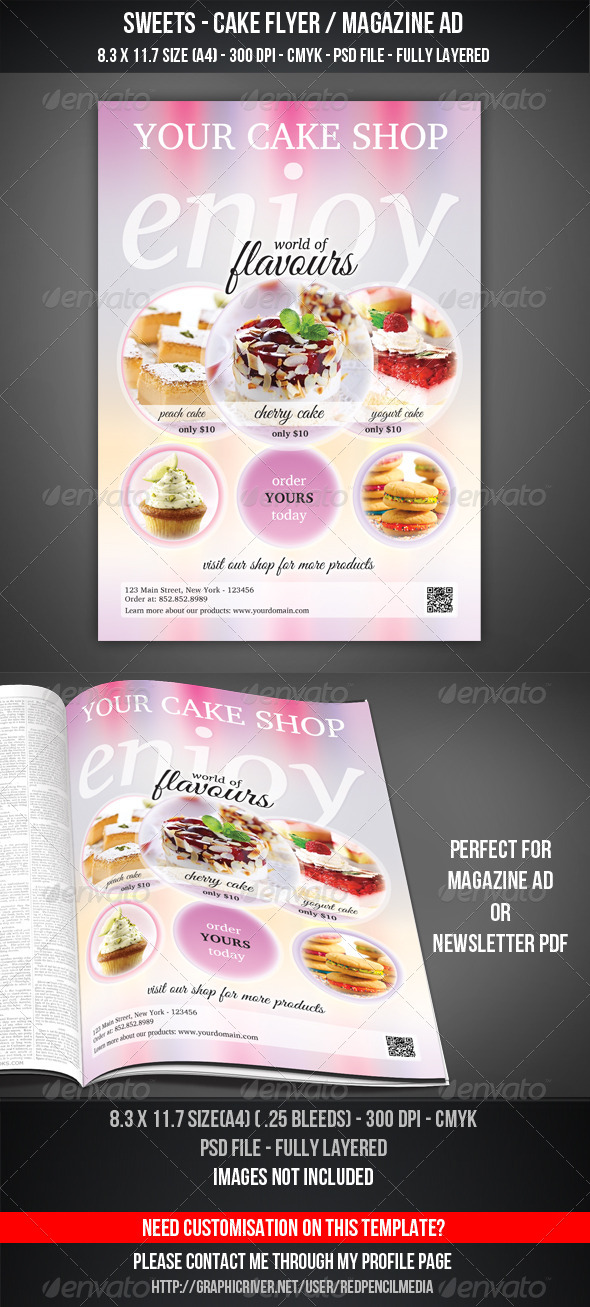 Sweets - Cake Flyer / Magazine AD - Flyers Print Templates