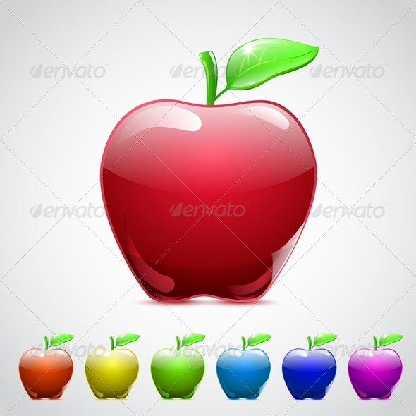 Set Of Glass Apples - Food Objects