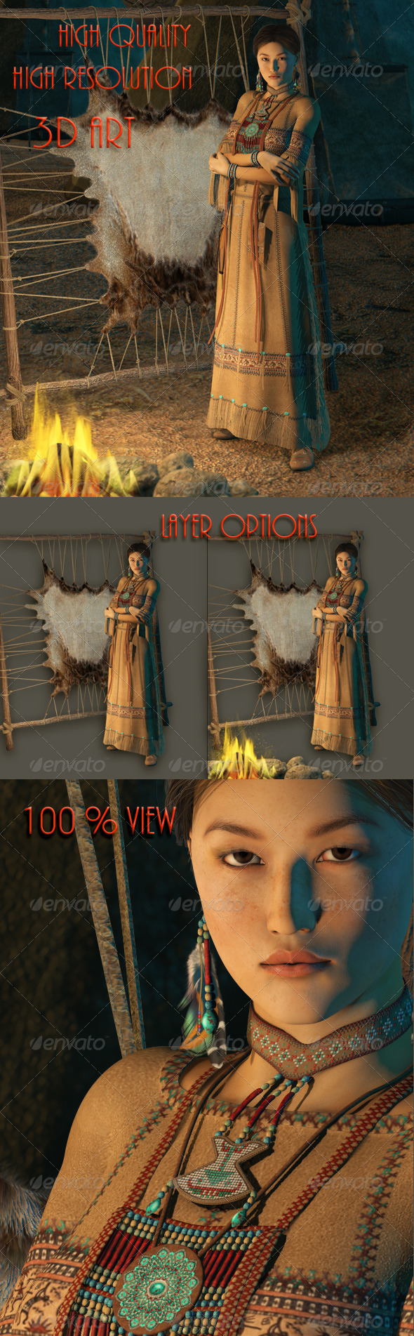 Cheyenne Lady - Characters 3D Renders
